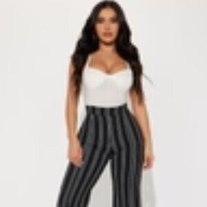 Victoria High Waisted Striped Dress Pant - Black/White